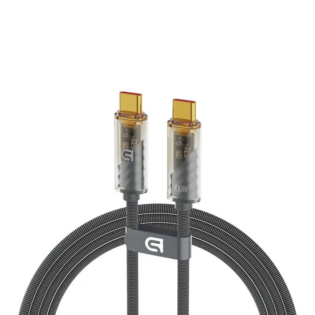 Кабель ArmorStandart AT-C1T USB Type-C to USB Type-C transparent 100W 1 m Grey