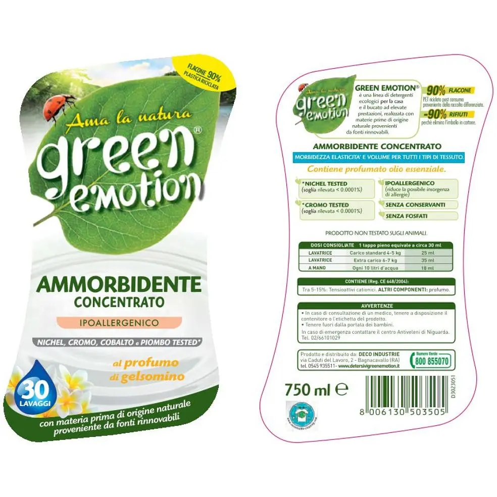 Концентрований кондиціонер-ополіскувач для пом'якшення тканини Green Emotion Еко засіб Жасмин 750 мл - фото 2