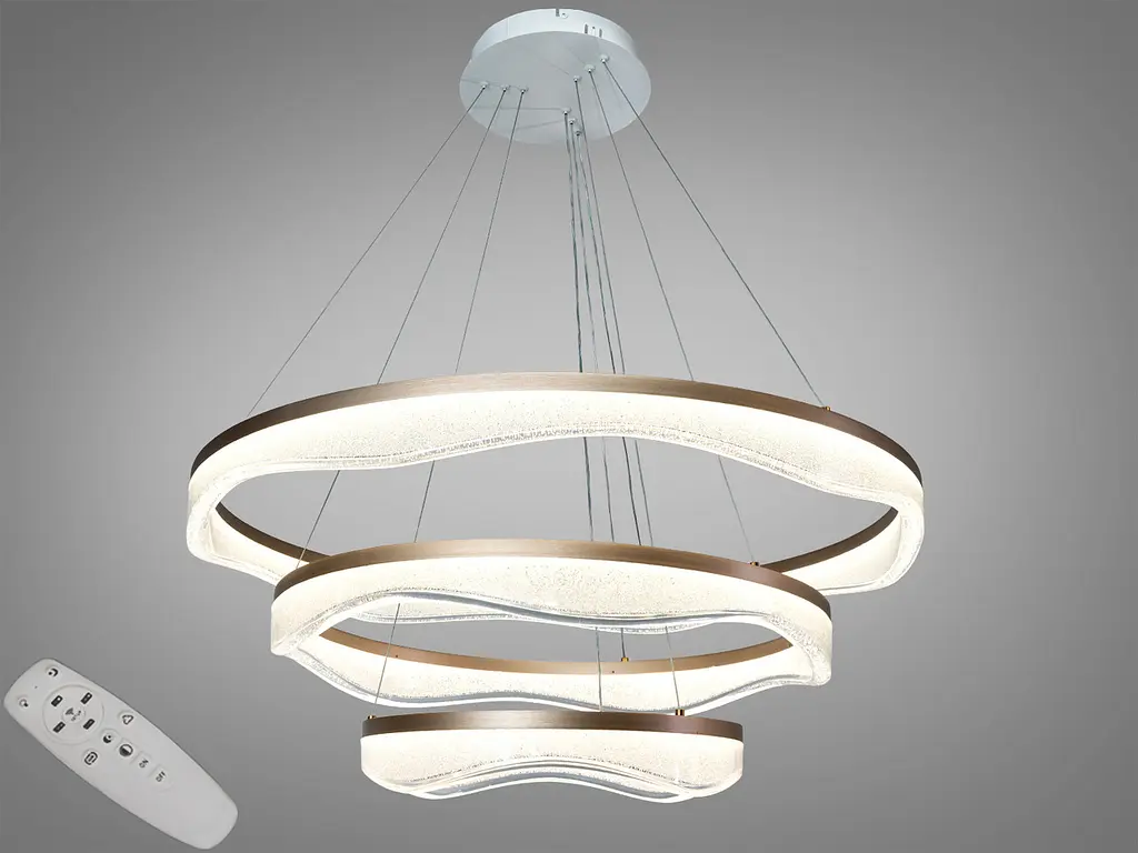 Підвісна LED-люстра Diasha MD86672/800+600+400CG для вітальні, зали та сходів, пульт, 122 W, 78 см, 14-20m2 - фото 2