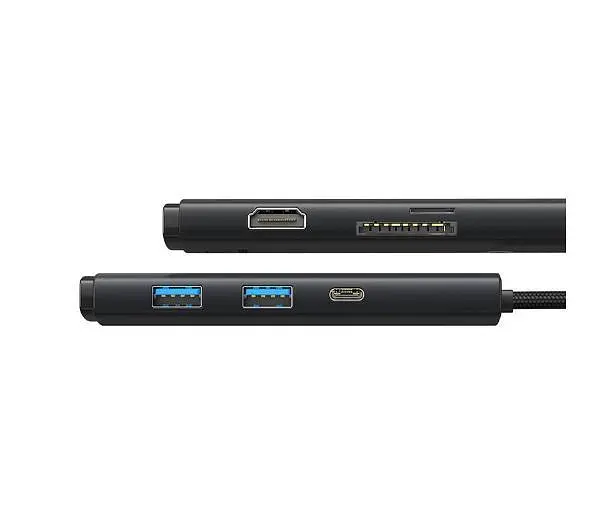 USB Хаб Baseus Lite Series 6-Port Type-C HUB Docking Station Type-C to HDXiaomi+USB3.0*2+PD+TF WKQX050101 Black - фото 2