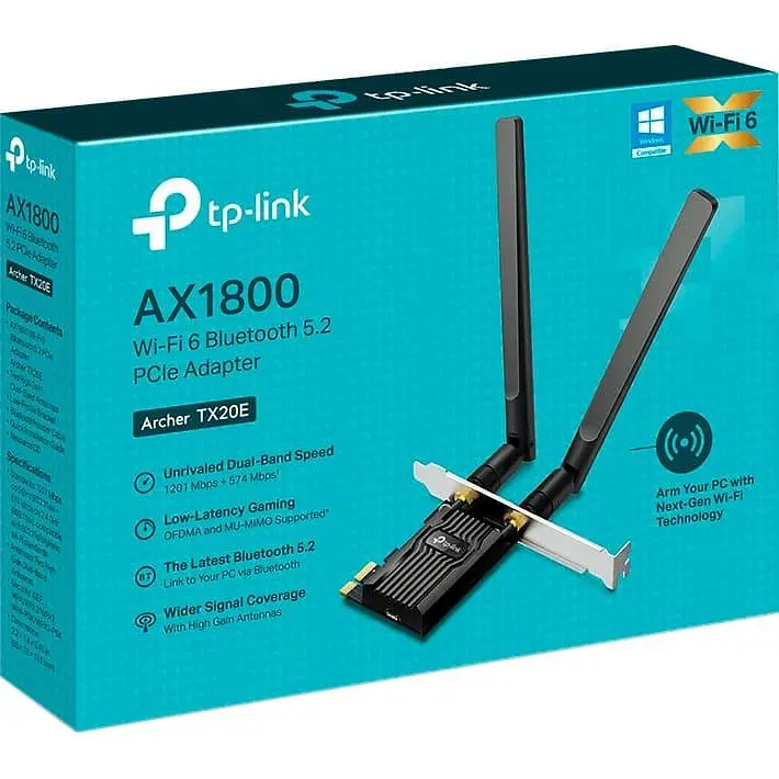 WiFi-адаптер TP-Link WiFi Archer TX20E AX1800, PCI-Express x1, BT5.2 PCI Express Wi-Fi 6 (AX) (ARCHER-TX20E) - фото 2