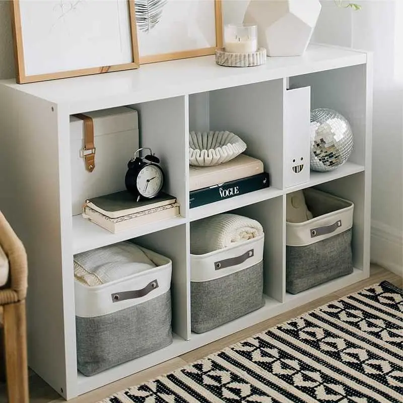 Корзина Органайзер Lovely Svi для зберігання білизни, одягу, упорядкування домашньої шафи, дитячих іграшок 38×28×24 – Сіро- білий - фото 3