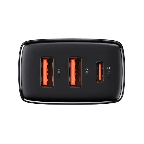Сітчасте зарядне пристрій Baseus Compact Quick Charger 2U+C 30W EU чорний CCXJ-E01 - фото 5