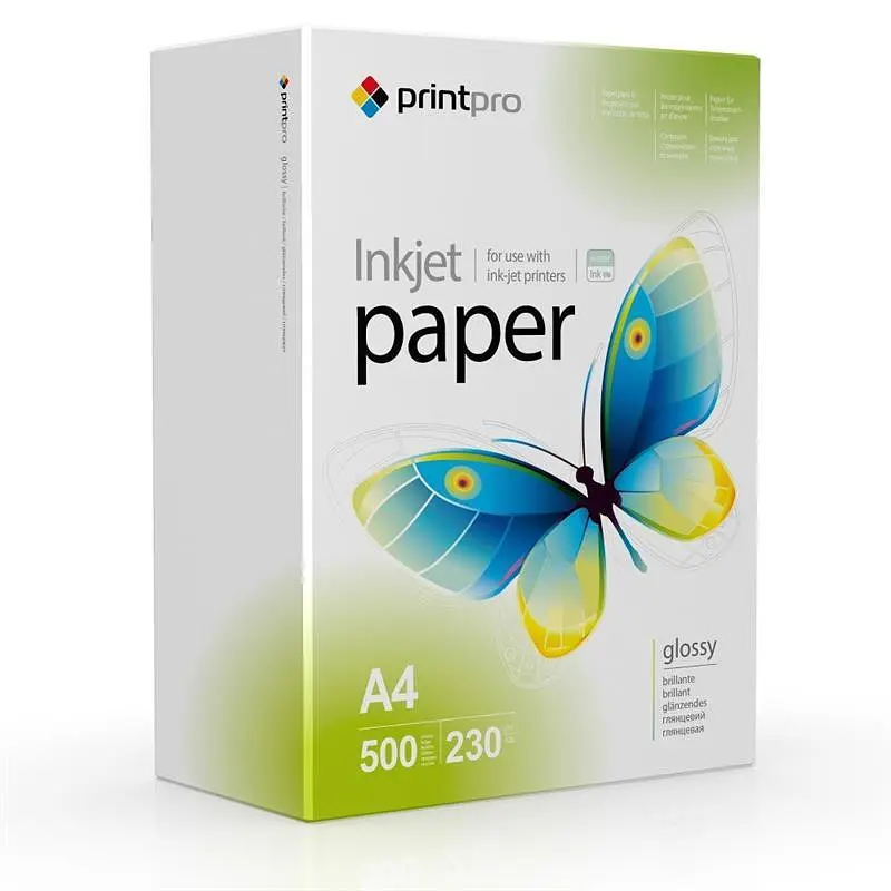 Фотопапір PrintPro глянсовий 230г/м2 A4 500арк. (PGE230500A4)