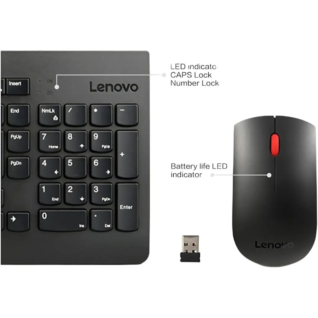 Комплект (клавіатура + миша) Lenovo Essential Wireless Combo Gen2 Black (4X31N50709) [159778] - фото 5