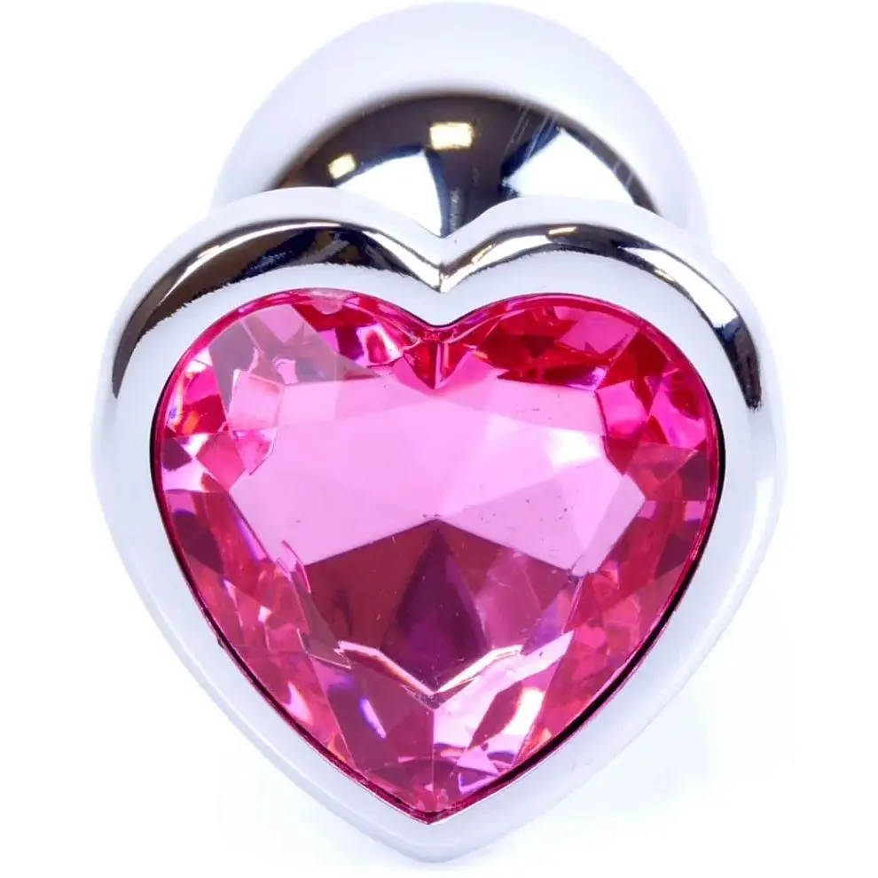 Анальна пробка Boss Of Toys Boss Series - Jewellery Silver Heart Plug Pink S, BS6400044, Срібний / Яскраво-рожевий - фото 2