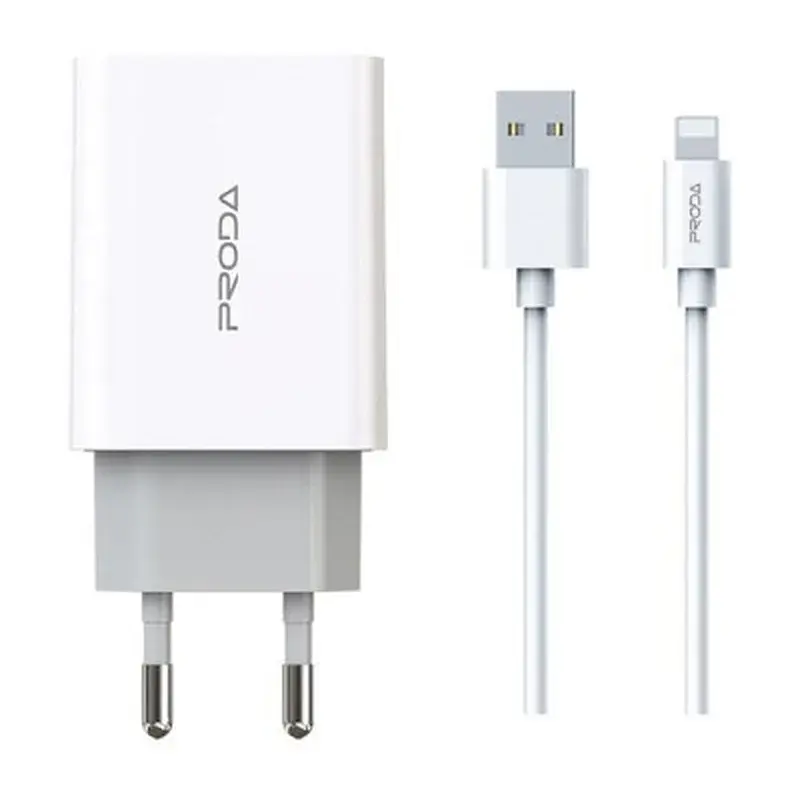 Зарядний пристрій Proda PD-A28i 2хUSB 2.4A + USB Ligthtning 1.0m (PD-A28i-WH) - фото 2