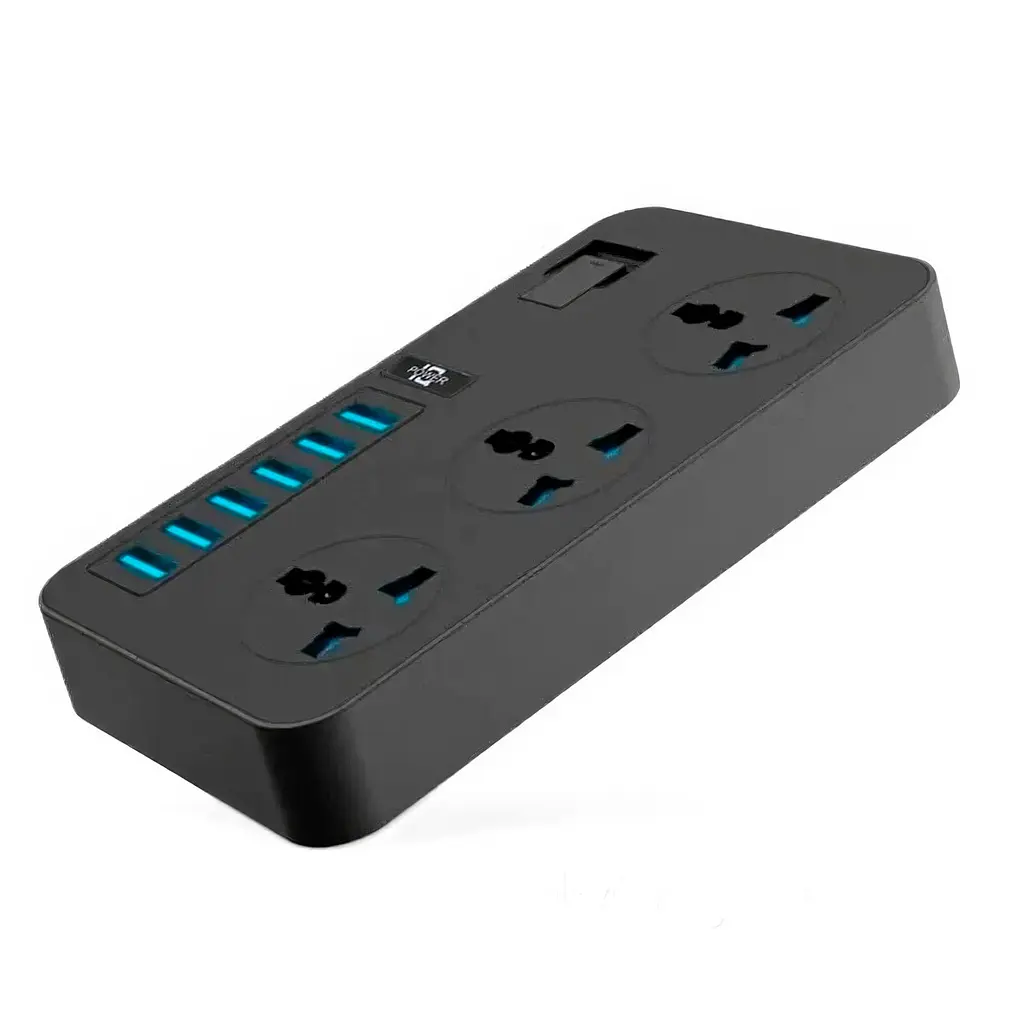 Сетевой фильтр-удлинитель Rated Power AR-CP02, 3 розетки и 6 USB портов, 1.8 м, черный - фото 4