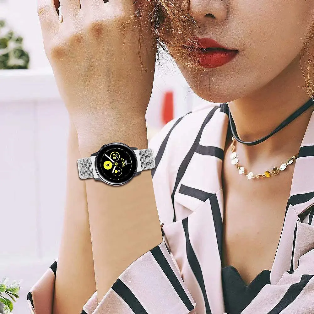 Ремінець BeWatch Samsung Galaxy Watch 42/ Galaxy Watch 3 41/ Active/ Active2 нейлоновий 20 мм липучка Білий - фото 6