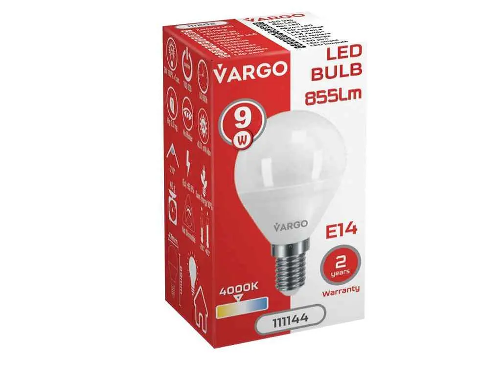 Лампа світлодіодна VARGO 9W E14 G45 4000K 220V (V-111144) - фото 2