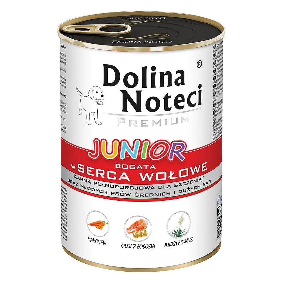 Вологий корм для цуценят Dolina Noteci Premium з яловичим серцем банка 400 г
