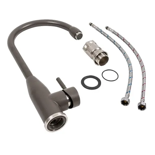 Змішувач кухонний Platinum 26 FHP (7456) поворотний одноважільний з нержавіючої сталі темна скеля - фото 2