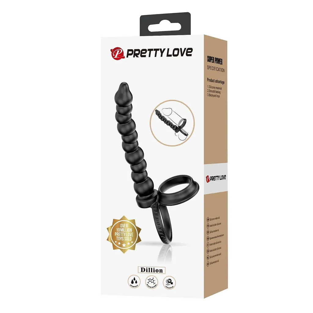 Насадка для подвійного проникнення Pretty Love Dillion 19 см (чорний) - фото 10