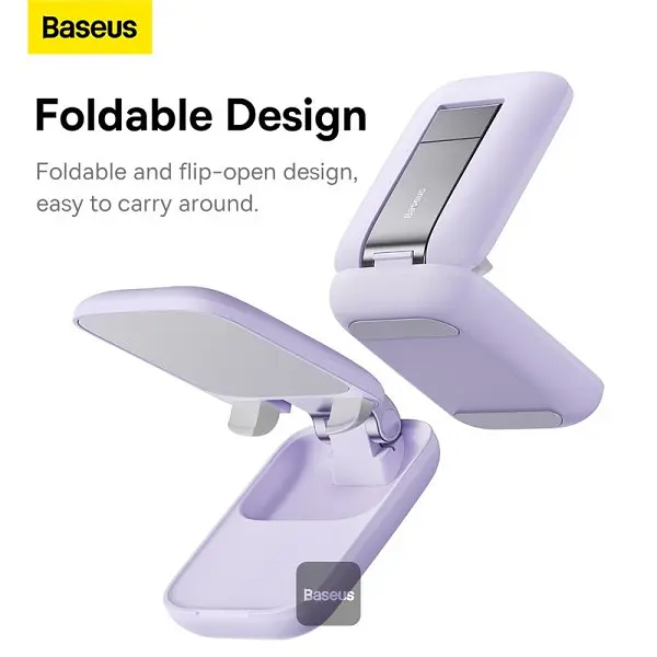 Подставка для гаджетов Baseus Seashell Series Folding Phone Stand (with Xiaomirror) B10551501511-00 Purple - фото 5