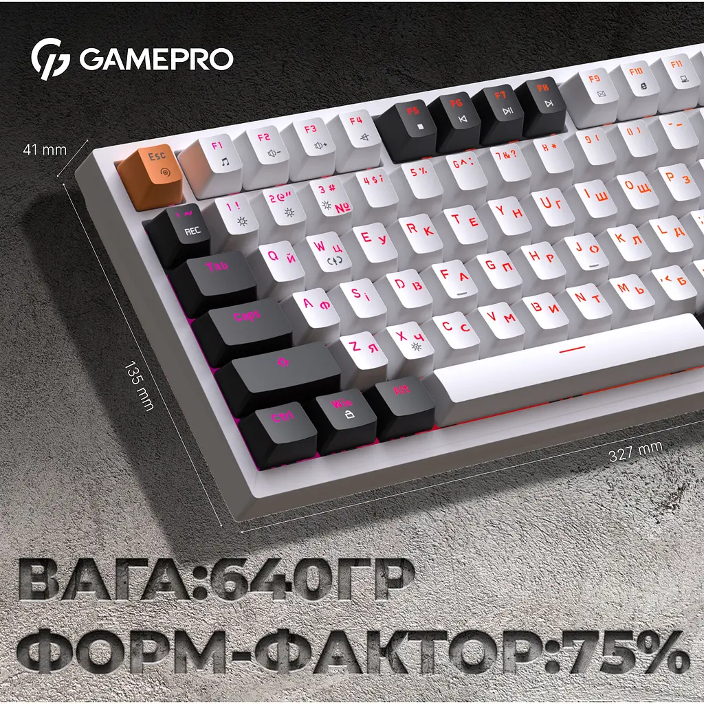 Клавиатура GamePro Red с Hot-Swap RGB White проводная механическая (MK160W) - фото 20