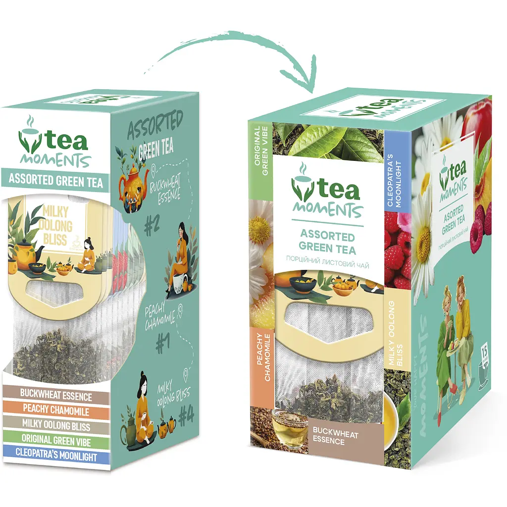 Чай Tea Moments Assorted Green tea кадди-пакет 33.6 г 15 пакетиков - фото 2