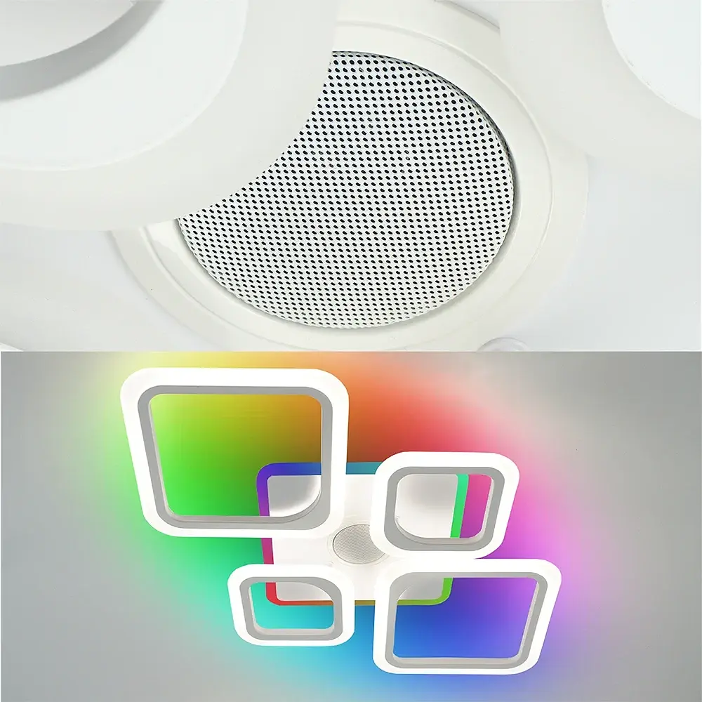 Смарт люстра з колонкою керована світлодіодна OVAL RGB MUSIC 5S 85 Вт 725x460x80 мм Бiла ESLLSE - фото 4