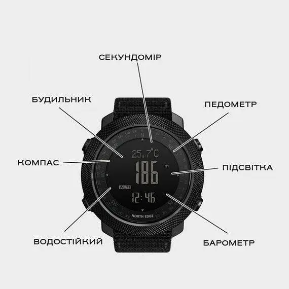 Чоловічий наручний годинник North Edge Apache 5BAR Зелений - фото 3