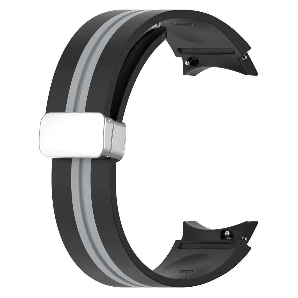 Ремешок для Samsung Galaxy Watch 4 Classic 42mm - черно-серый ширина крепления 20мм силикон Watchbands Cls-line (W16-5WB66906967) - фото 4