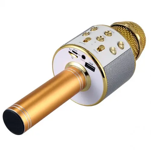 Бездротовий караоке Bluetooth мікрофон з динаміком у коробці WSTER WS-858 золотистий - фото 7