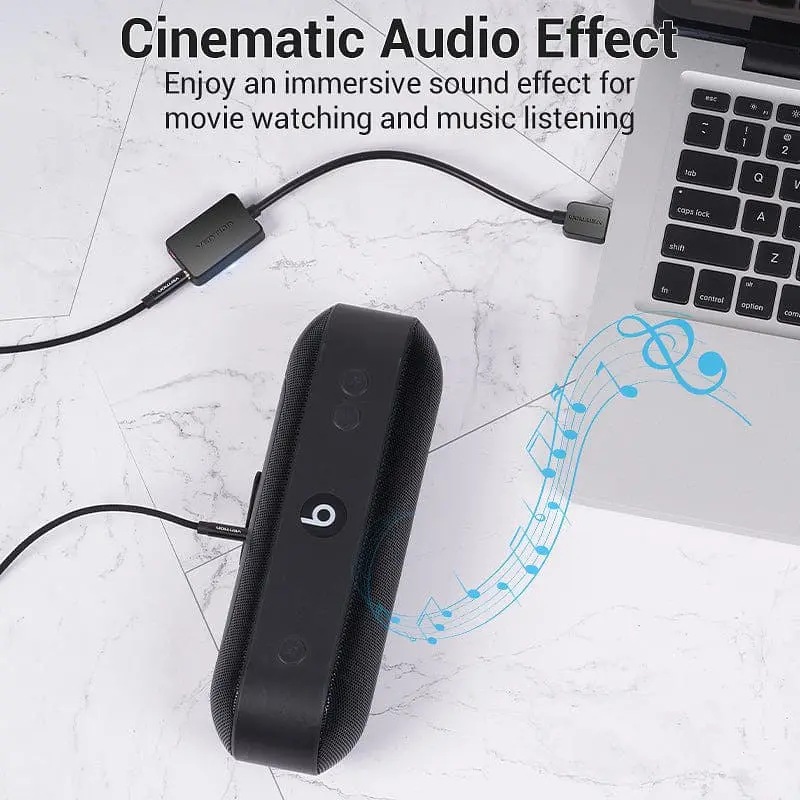 Звукова карта USB AUX jack, 2xTRRS (Mic+Ear) 1м Vention чорна - фото 5
