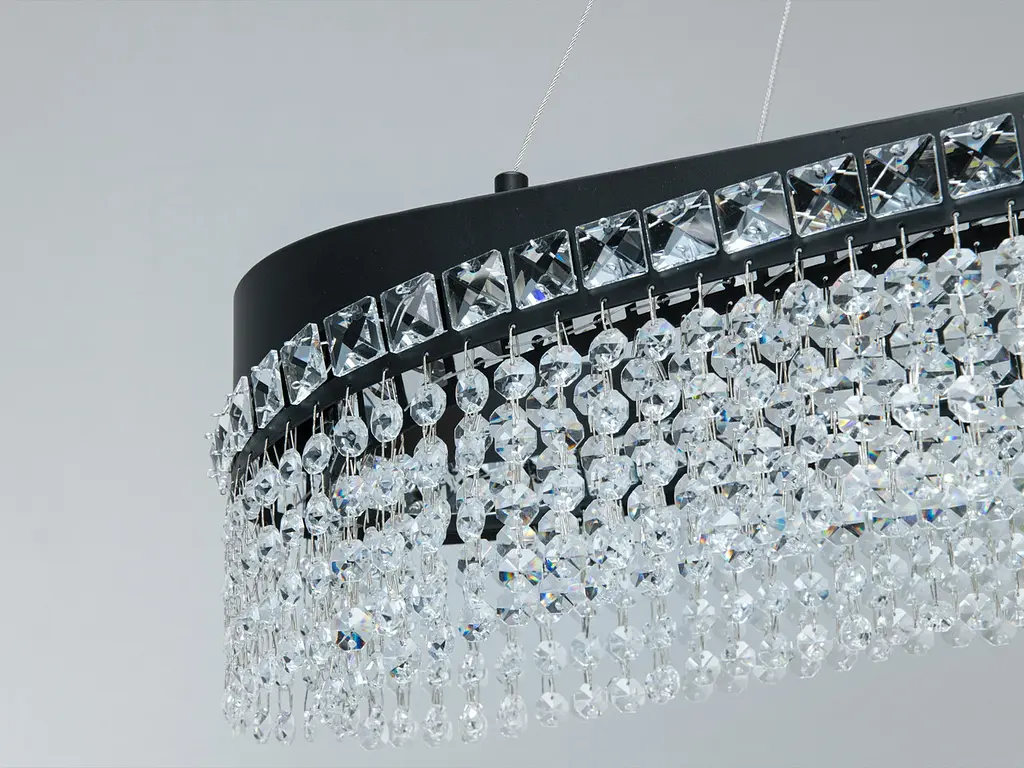 Підвісна кришталева люстра LED чорна 78 Вт овал - фото 5