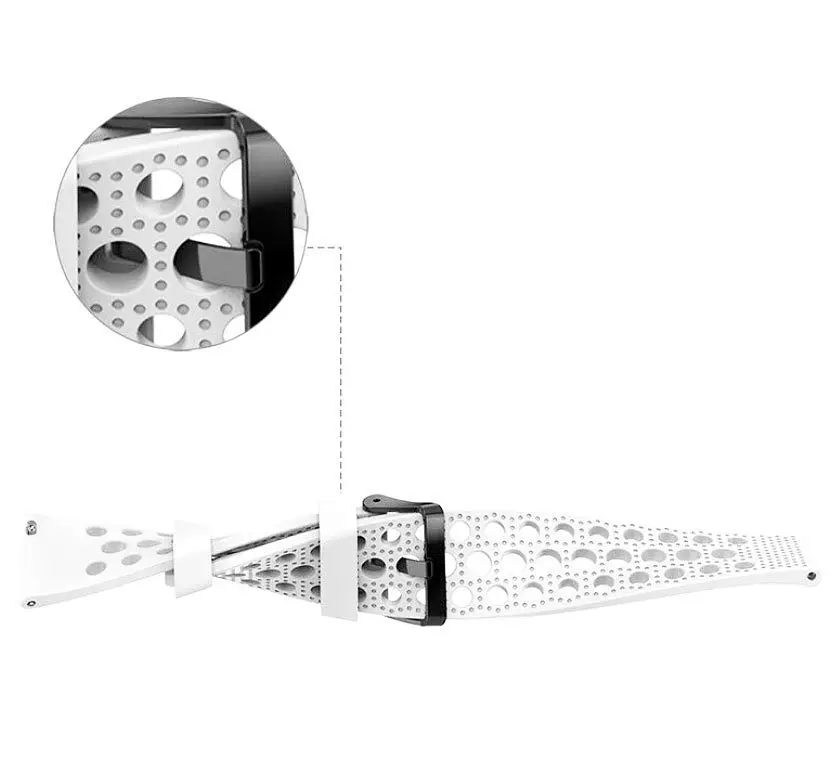 Ремінець для Blackview R3R3 ProR3 MaxR5X5 - білий ширина кріплення 20мм силікон Watchbands double (W38-7WB97783921) - фото 4