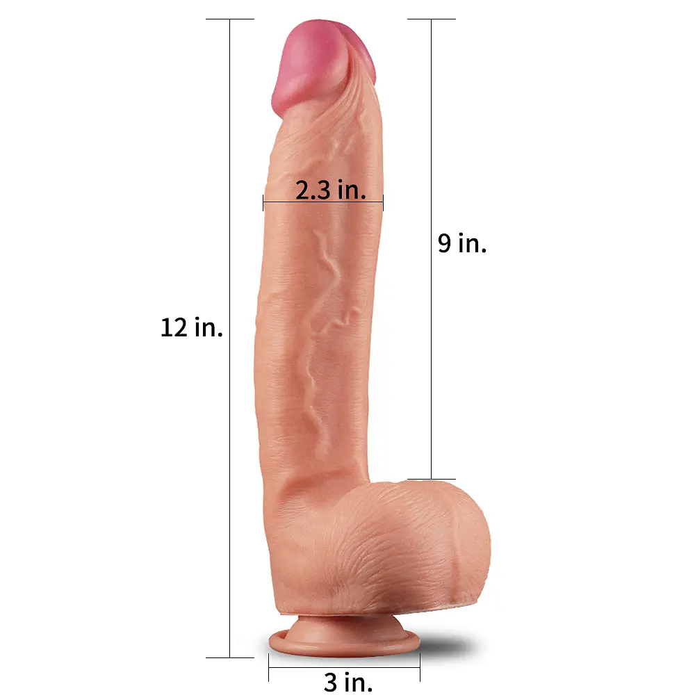 Фалоімітатор - Dual-Layered Silicone Cock 12" Flesh #1 - фото 8