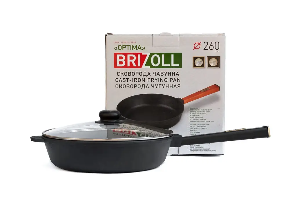 Сковорода чавунна Brizoll Optima Lids O2660P-C 26 см - фото 3