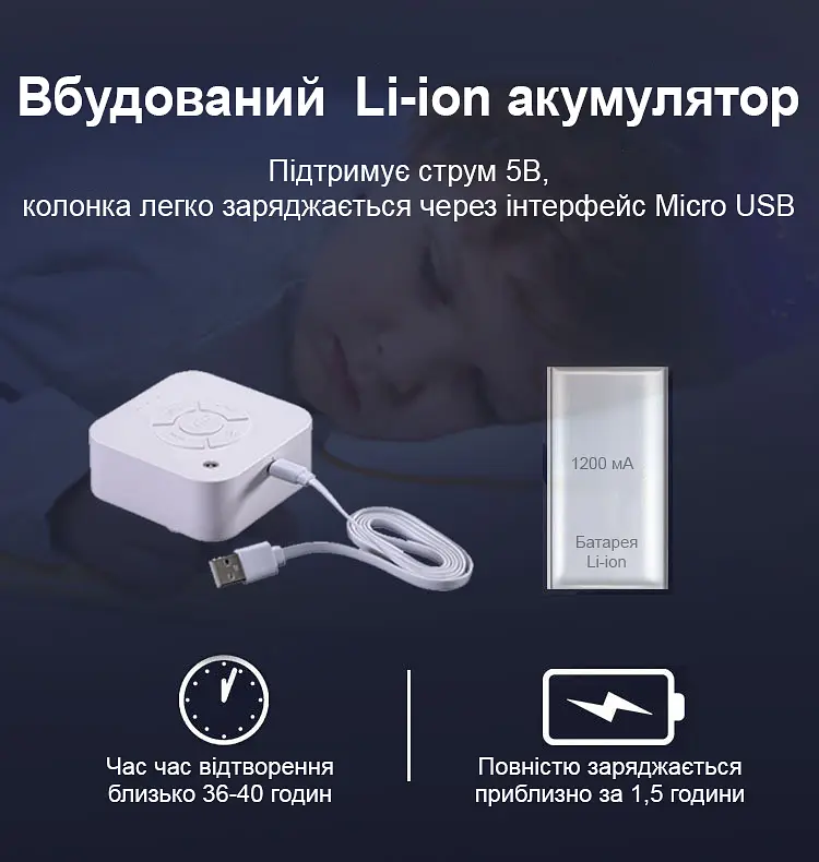 Портативний генератор білого шуму для подорожей нічник Q1 (1026-02) - фото 4