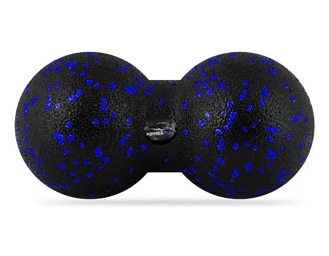 Набір для масажу та йоги PowerPlay PP_4091 EPP (2 м'ячики + валик масажер 15*5,3 см.) Blue + гумка 7,5 кг (PP_4091_Blue) - фото 3