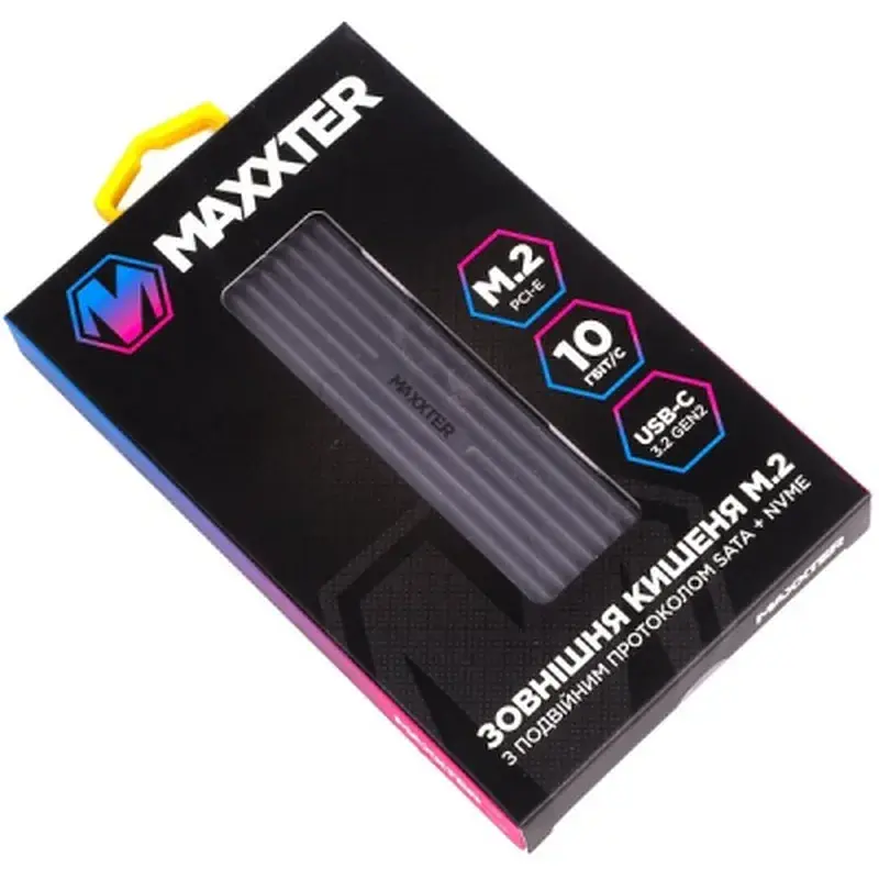 Кишеня зовнішня Maxxter M.2 NVMe & SATA SSD to USB-C 10Gbps black (EHDE-2280D-01) - фото 4