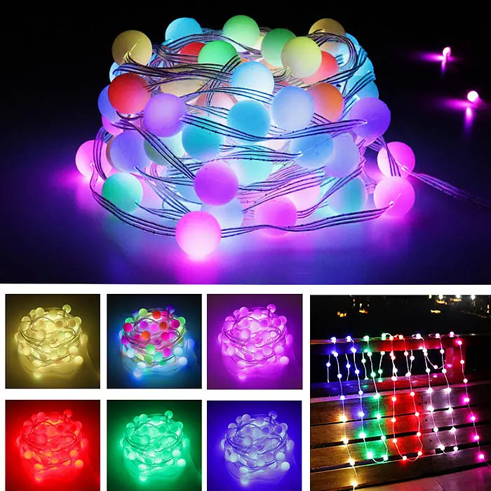 Гірлянда кольорова RGB світлодіодна LED нитка матові кульки USB з пультом ДУ 10 метрів - фото 3
