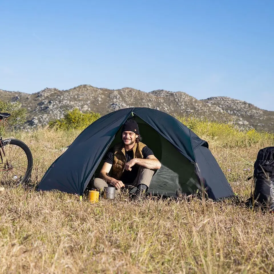 Намет надлегкий одномісний з футпринтом Naturehike Cycling 1 NH18A095-D, 210T, темний синій - фото 3