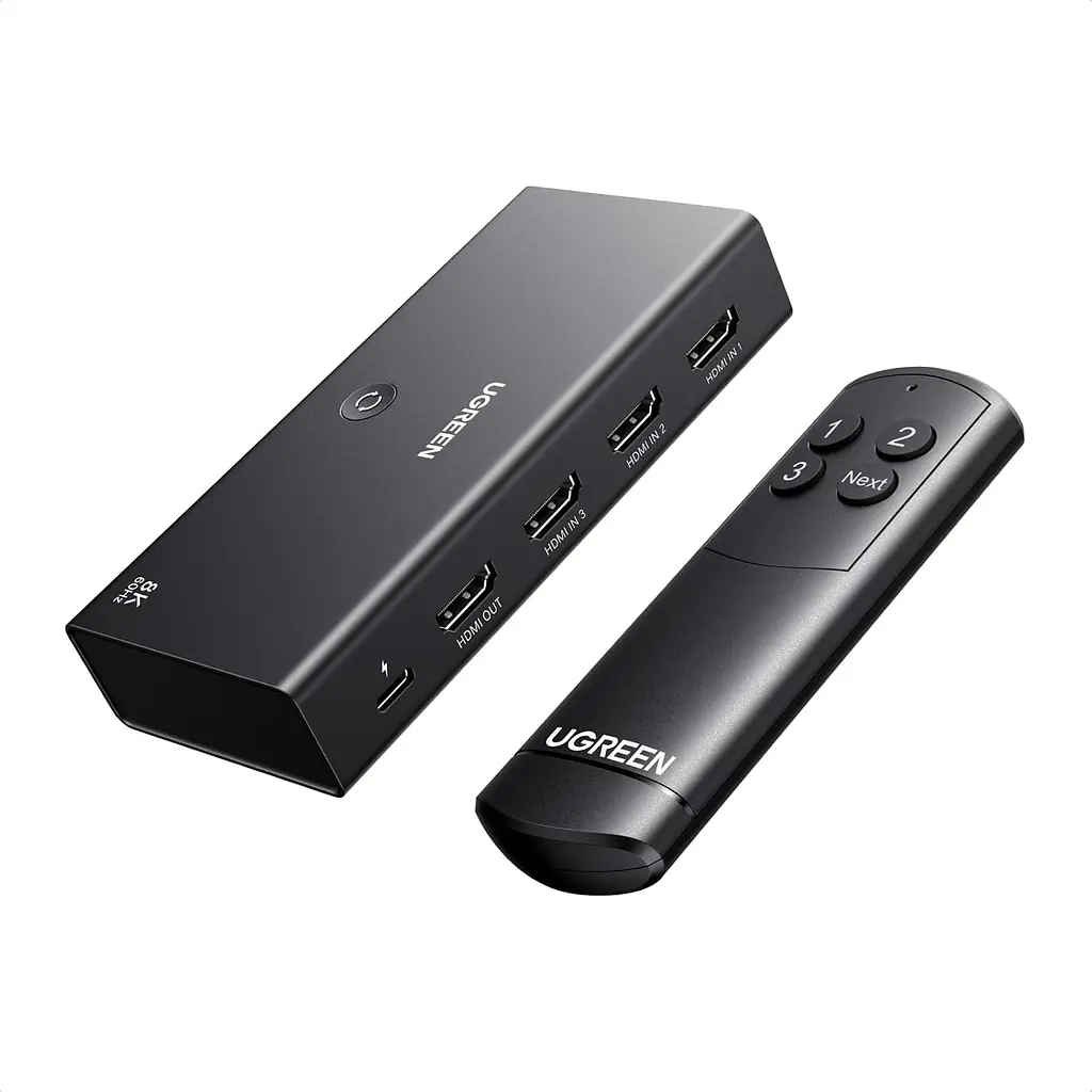 HDMI-перемикач UGREEN CM624 3 входи HDMI та 1 вихід HDMI HDMI 2.1 до 8K 60 Гц та 4K 240 Гц (95521)