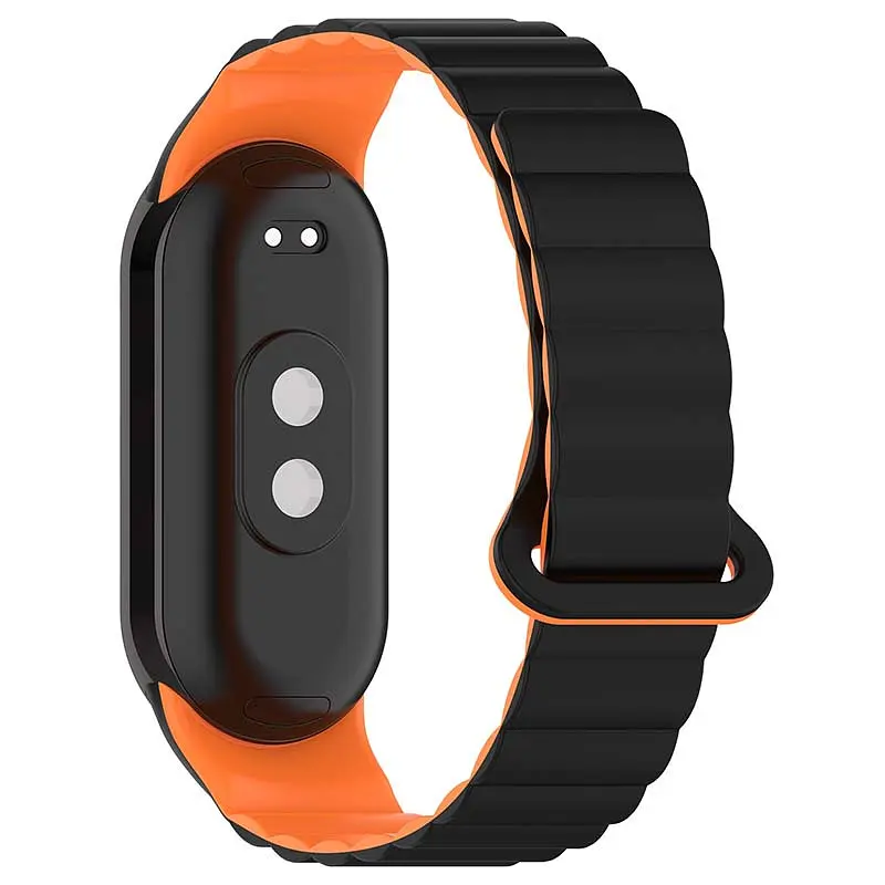 Ремінець Dual-color Magnetic для Xiaomi Mi Band 9/8/10 Black / Orange - фото 2
