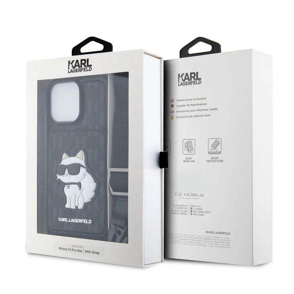 Чехол Karl Lagerfeld Saffiano Monogram Crossbody Choupette NFT Kryt pro iPhOne 14 Pro Max Black - фото 8
