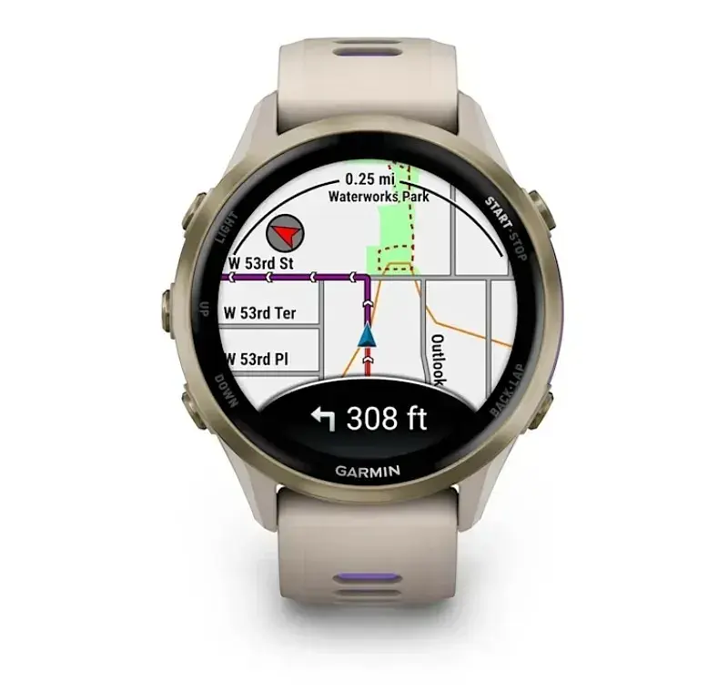 Смарт-годинник Garmin Forerunner 970 French Gray Soft Gold Titanium with French Gray/Translucent Indigo Silicone with Soft Gold Buckle (010-02969-62) - фото 2