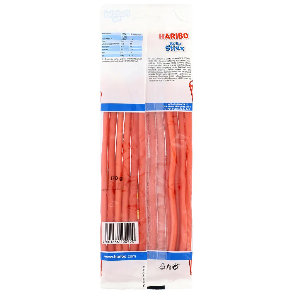 Жувальні цукерки Haribo зі смаком полуниці Balla Stixx Strawberry, 170г - фото 2