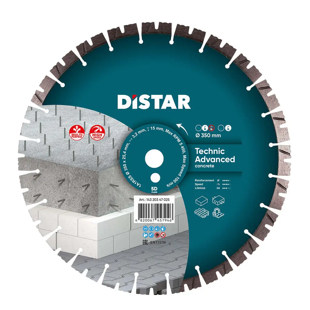 Алмазний диск по бетону Distar Technic Advanced 1A1RSS/C3 350x3,5/2,5x15x25,4-(11,5)-24-HIT