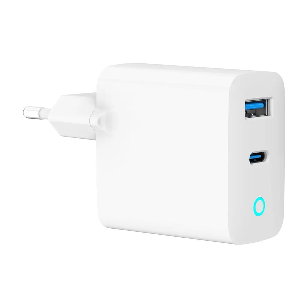 Зарядний пристрій Gembird 1xUSB-C PD30W + 1xUSB QC3.0 LED white (TA-UC-PDQC30L-W-01) - фото 4