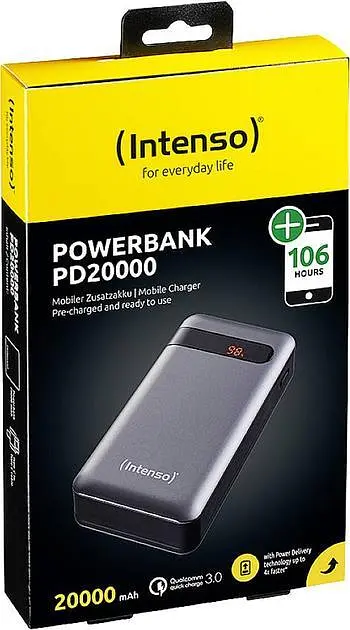 Портативний зарядний пристрій USB 20000MAH QC3.0 ANTHRACITE PD20000 INTENSO - фото 2