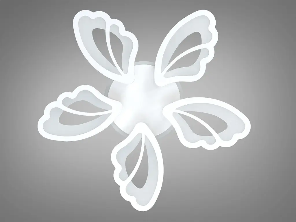 Стильна стельова LED-люстра для спальні та вітальні Diasha 8166/5WH біла, квітка, 80 Вт, 64 см, 10-16m2 - фото 4