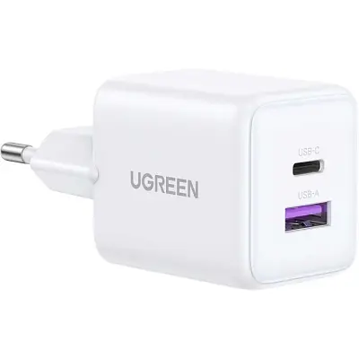 Зарядний пристрій Ugreen USB + USB-C GaN 30 Вт X516 білий (65015) - фото 3