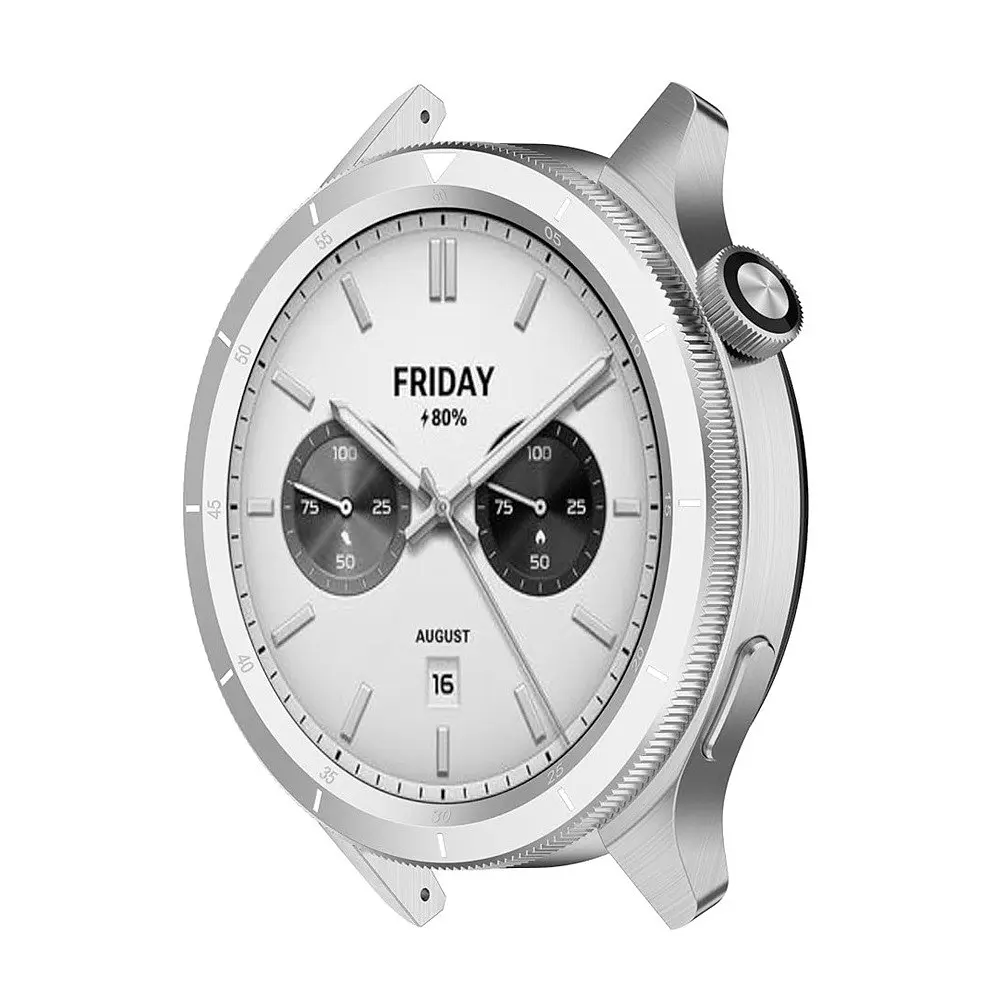 Безель металлический Sikai для смарт-часов Xiaomi Watch S3/S4 Silver-1 + защитное стекло - фото 6