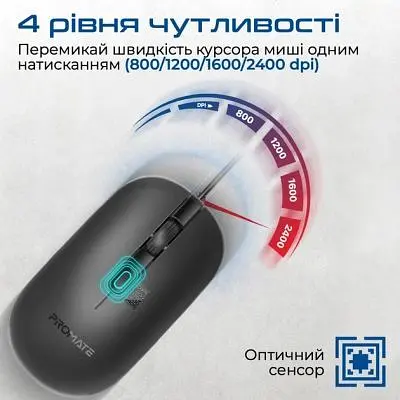 Компьютерная мышка Promate CM-2400 USB Black (cm-2400.black) - фото 4