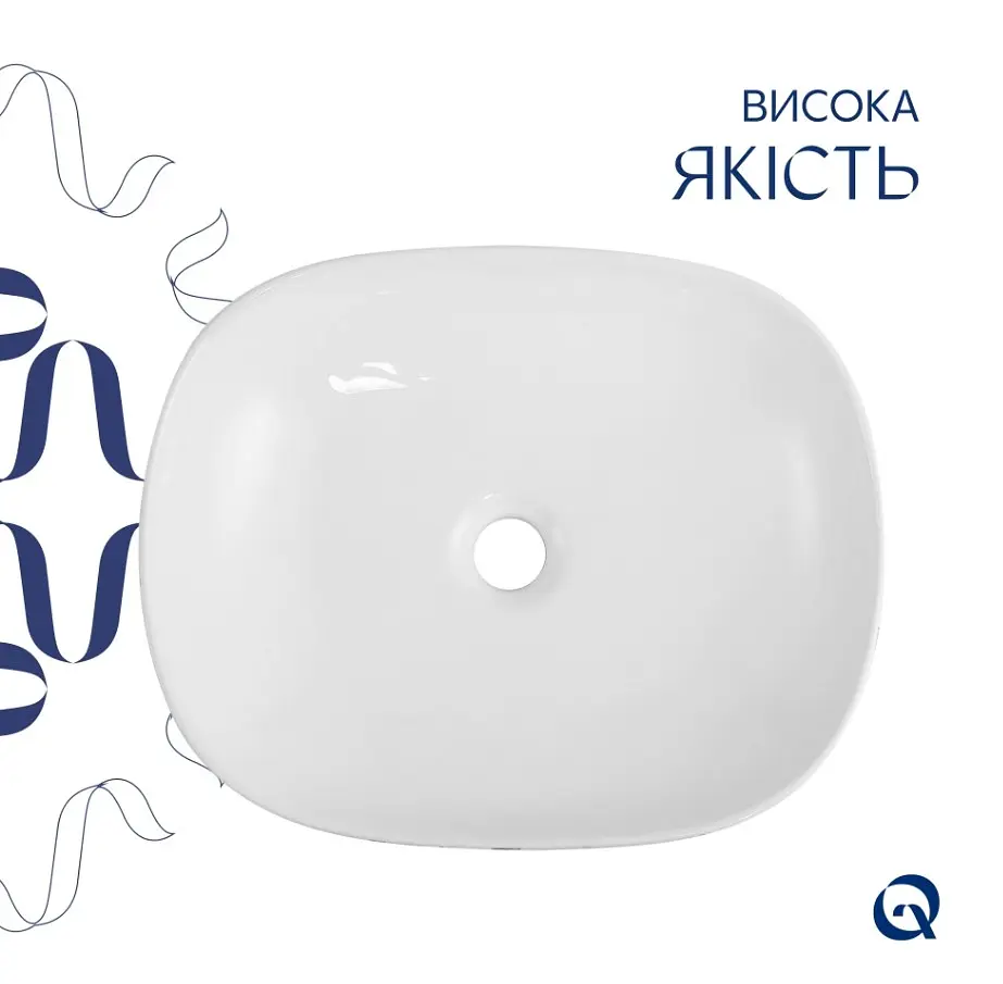 Раковина накладна Qtap Aquarius, Marble, прямокутна, з донним клапаном QTAQA188MR49782 - фото 3