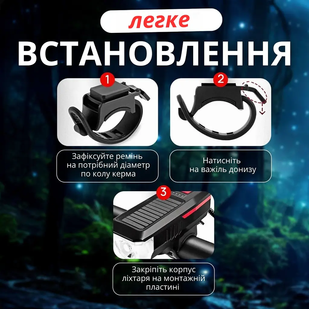 Ліхтар для велосипеда на сонячній батареї - фото 8