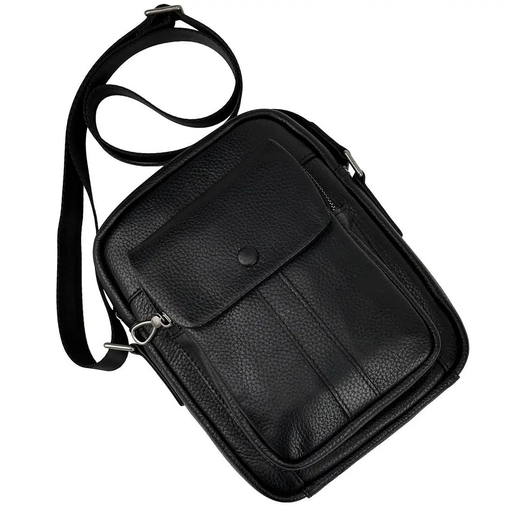 Чоловічий месенджер із м'якої шкіри Tiding Bag 1639A чорний - фото 6