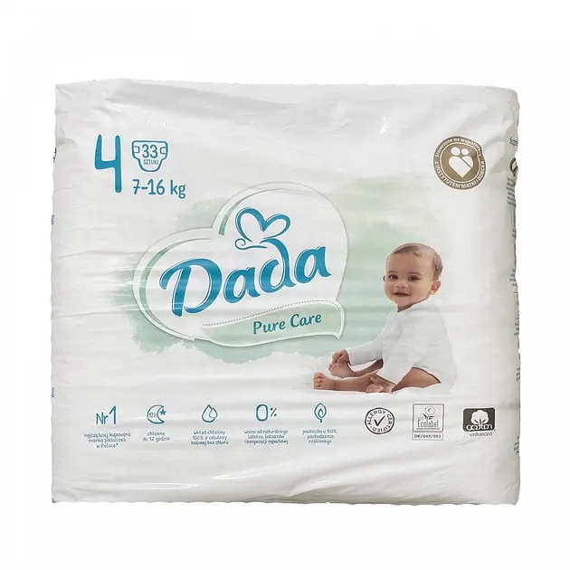 Підгузники Dada Pure Care 4 (7-16 кг) 33 шт